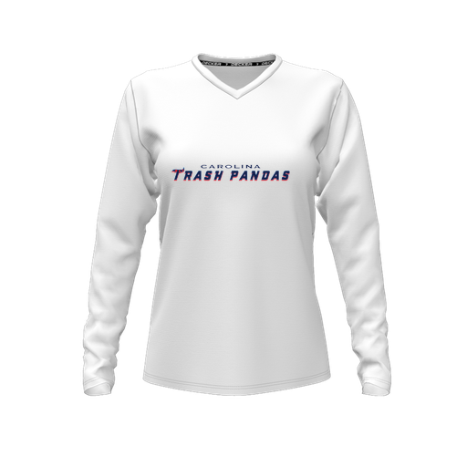 [CUS-DFW-TEES-PER-VNK-LSL-WHT-FYXS-LOGO2] Decker Performance T-Shirt (Female Youth XS, White, V Neck, Logo 2, Long Sleeve)
