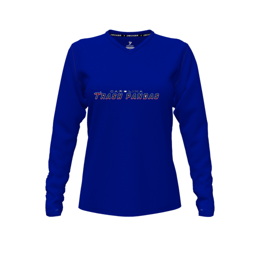 [CUS-DFW-TEES-PER-VNK-LSL-RYL-FYXS-LOGO2] Decker Performance T-Shirt (Female Youth XS, Royal, V Neck, Logo 2, Long Sleeve)