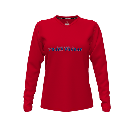 [CUS-DFW-TEES-PER-VNK-LSL-RED-FYXS-LOGO2] Decker Performance T-Shirt (Female Youth XS, Red, V Neck, Logo 2, Long Sleeve)