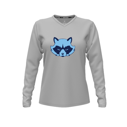 [CUS-DFW-TEES-PER-VNK-LSL-GRY-FYXS-LOGO1] Decker Performance T-Shirt (Female Youth XS, Gray, V Neck, Logo 1, Long Sleeve)