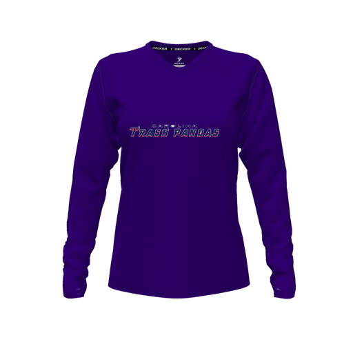 [CUS-DFW-TEES-PER-VNK-LSL-PUR-FYXS-LOGO2] Decker Performance T-Shirt (Female Youth XS, Purple, V Neck, Logo 2, Long Sleeve)
